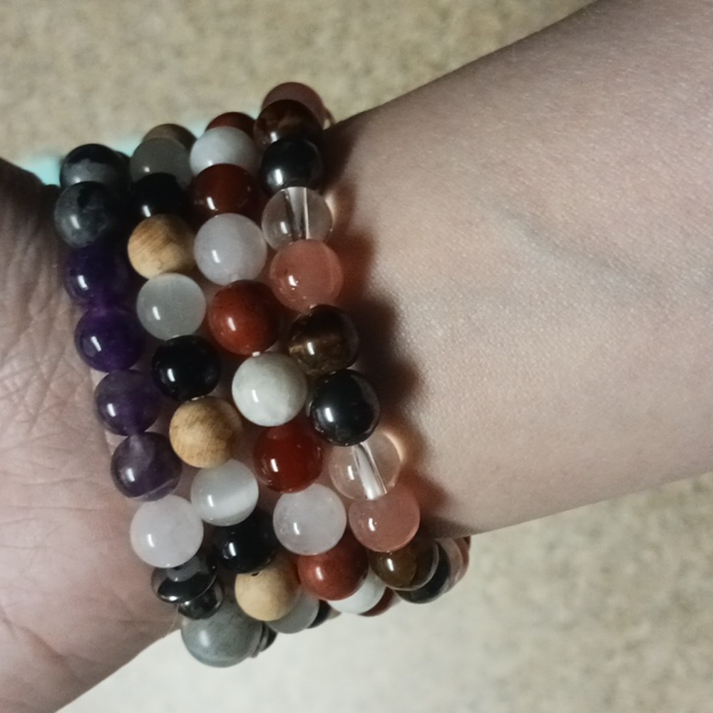 4 Beaded Bracelets. NWOT. OS. Stretchy. Lightweight. Colorful. Meaningful.